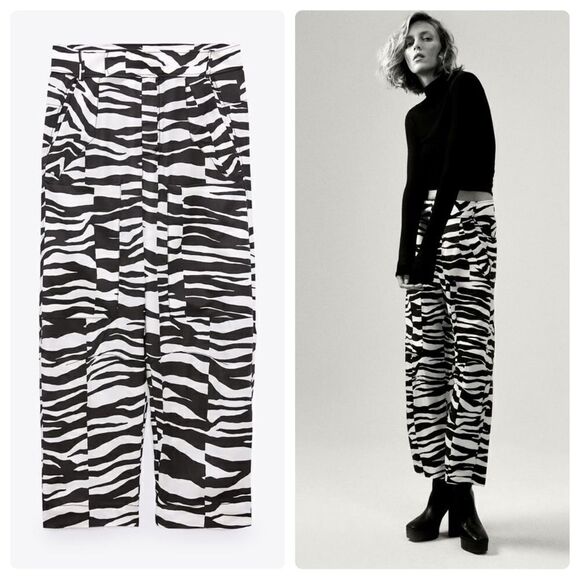 Zara Studio Limited Collection Zebra Print Pants New - Picture 4 of 16